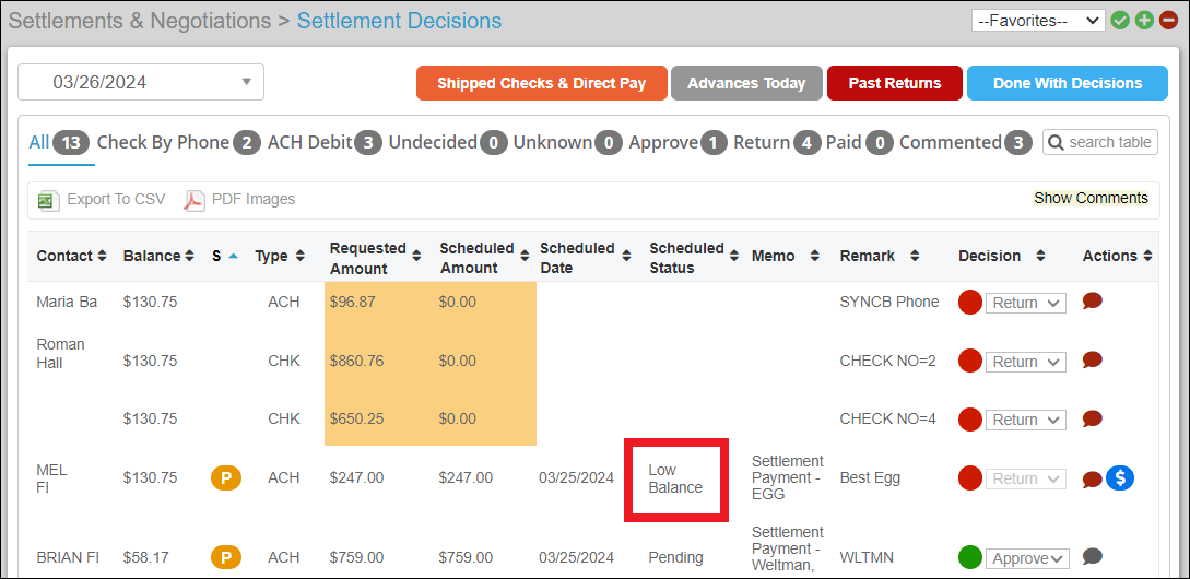 Scheduled Status Column Low Balance Indicated Mar2024.png