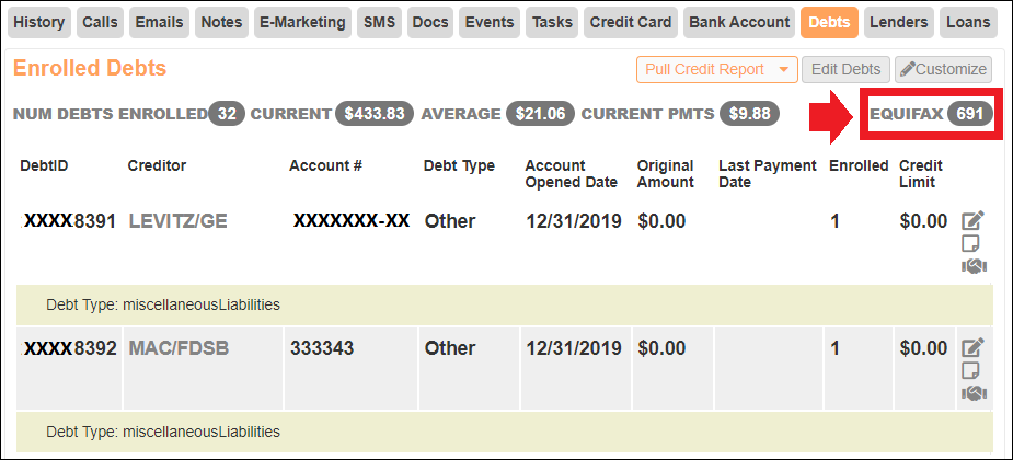 Forth Credit Credit Score on Debts Subtab Jun2024.png