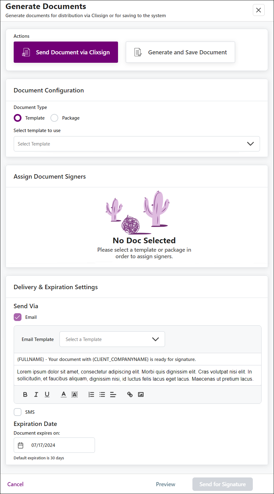 Generate Documents Page with Scroll Down Options Shown Jun2024.png