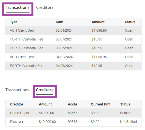 Servicing Nested Tab Transactions and Creditors Options View Jul2024.png