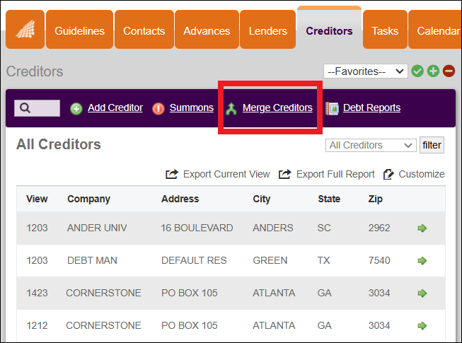 Creditors Tab to Merge Creditor Option View Dec2024.png