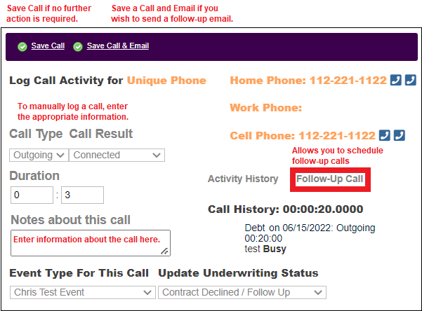 Logging a Call Action button Feb2025.png