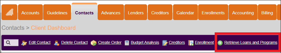 Contacts Tab to Retrieve Loans and Programs Mar2025.png