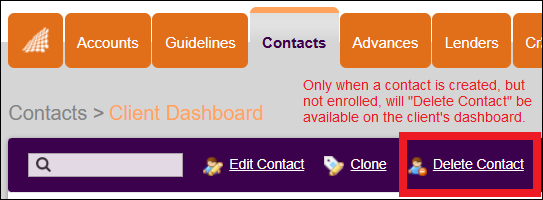 Client Dashboard to Delete Contact in NavBar Mar2025.png