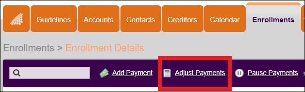 Enrollments Tab to Enrollment Details to Adjust Payments Mar2025.png