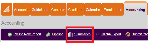 Accounting Tab to Summaries in NavBar Mar2025.png