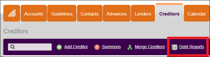 Creditors Tab to Debt Reports Mar2025.png