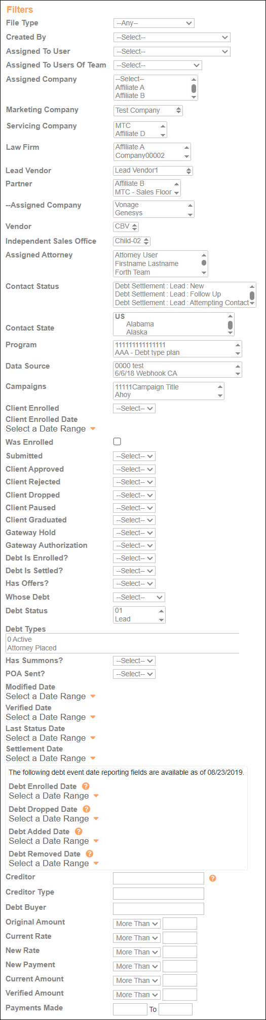 Debt Reports Customize Report Page All Filters Displayed Mar2025.png