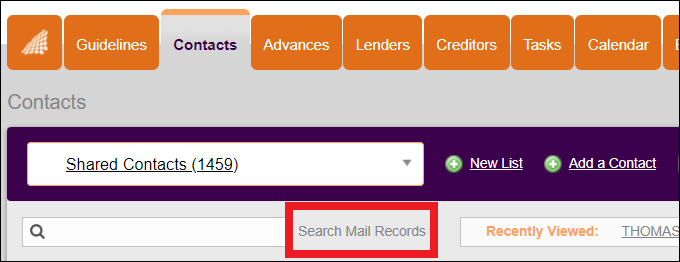 Contacts Tab to Search Mail Records Link May 2024 .png