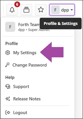 Profile and Settings Dropdown to My Settings View Aug2025.png
