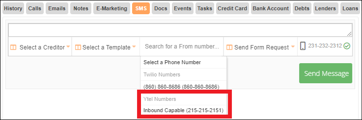 Ytel SMS Client Dashboard to SMS Nested Tab Sep2025.png