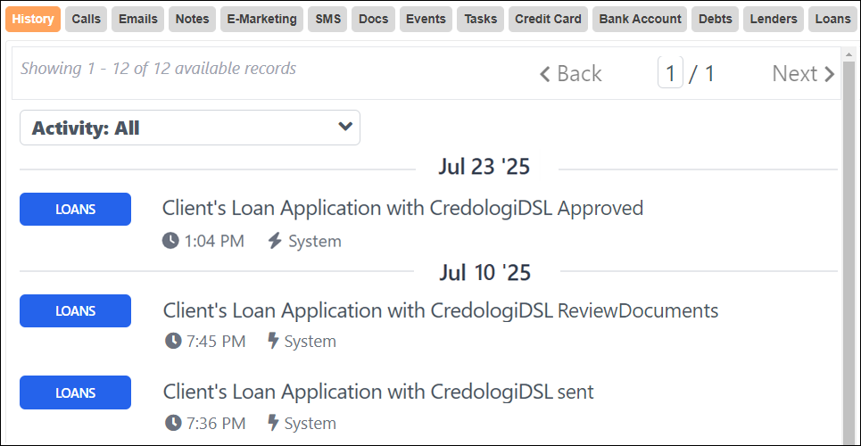 Credologi DSL History Subtab Listings Sep2025.png