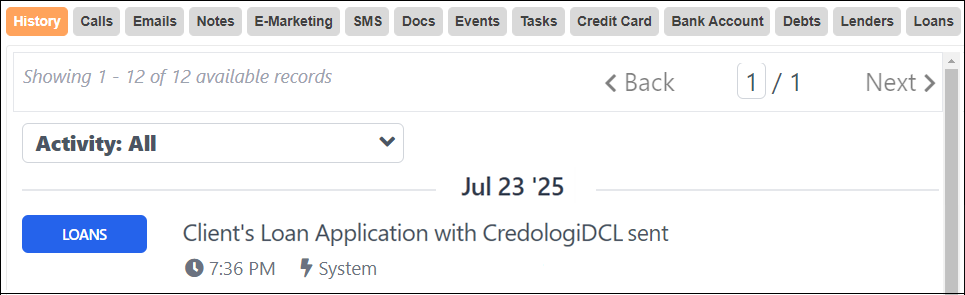 Credologi DCL History Subtab Listings Sep2025.png