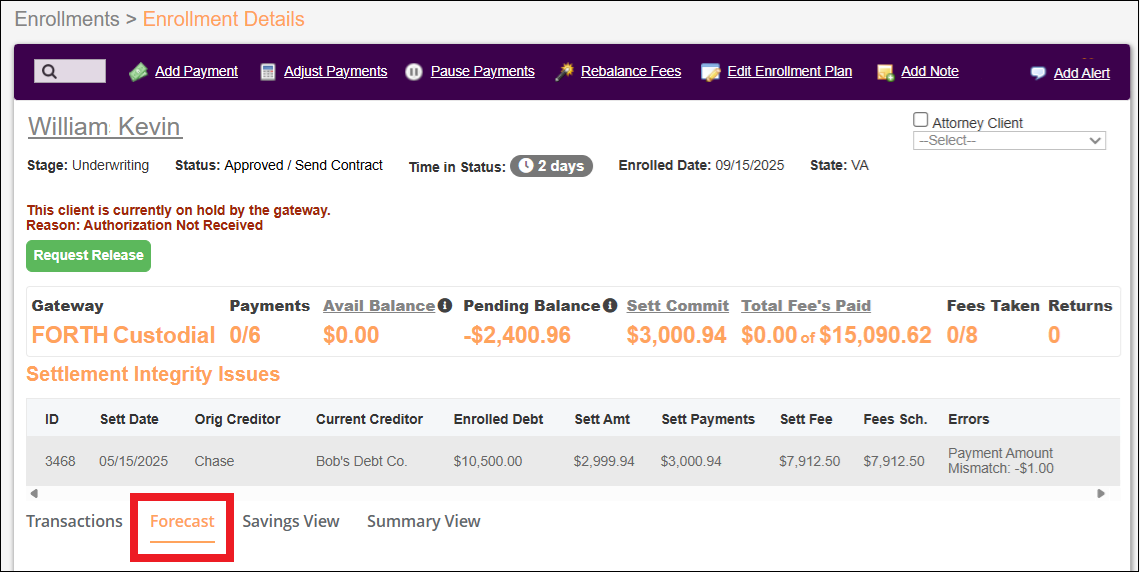 Client Balance Forecaster View Enrollment Details Page Select Forecast 1 Sep2025.png