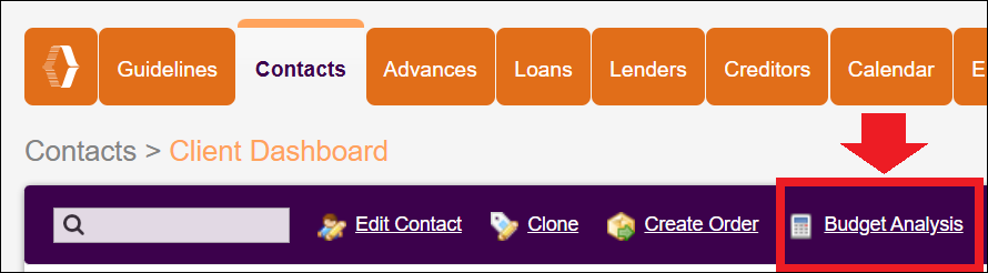 Contacts Tab to Client Dashboard to Budget Analysis Sep2025.png