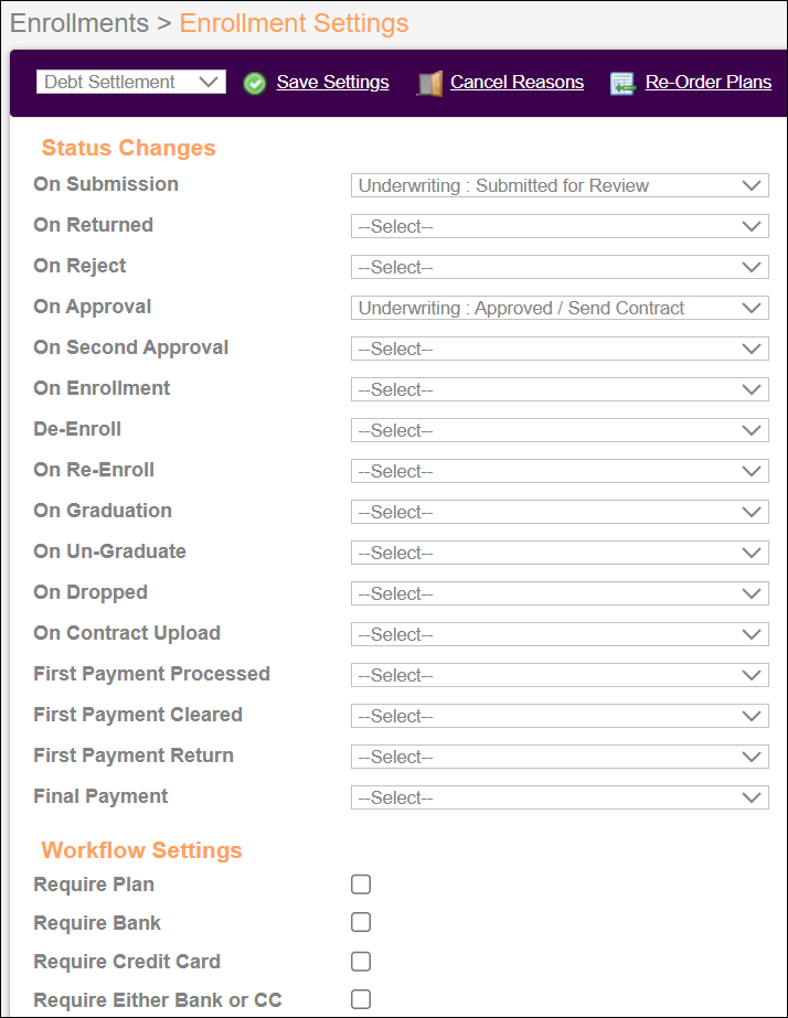 Enrollments Tab to Settings to Enrollment Settings Page View Oct2025.png