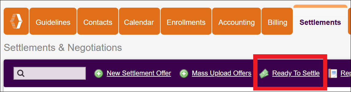 Settlements Tab to Ready to Settle in NavBar Oct2025.png