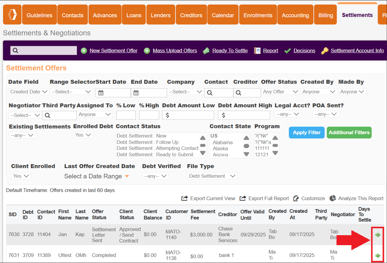 Settlements Tab Page View Choosing a Settlement Sep2025.png