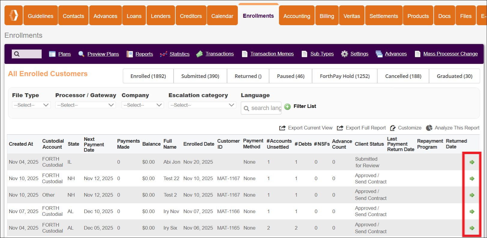 Enrollments Tab to Green Arrows View Nov2025.png