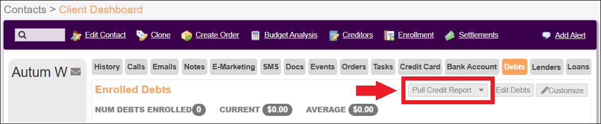Client Dashboard to Pull Credit Report Dropdown Nov2025.png
