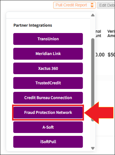 Pull Credit Report to Fraud Protection Network Pulldown Option Nov2025.png
