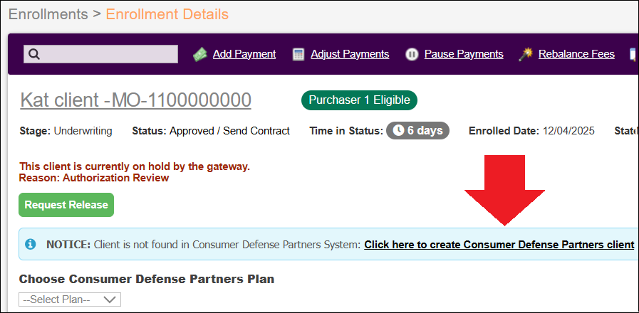 Enrollment Details Page when client not in Consumer Defense Partners Dec2025.png