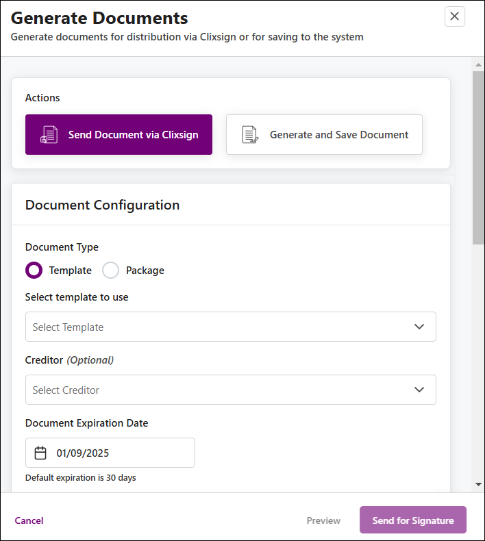 Generate Documents - Send with Clixsign Jan2026.png