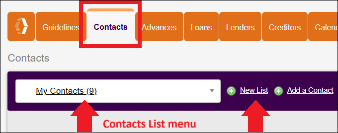 Contacts Tab to New List Option Jan2026.png