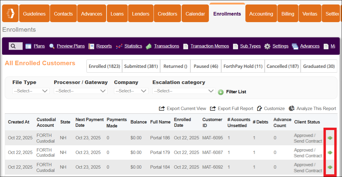 Enrollments Tab to Green Arrows at Right View Oct2025.png