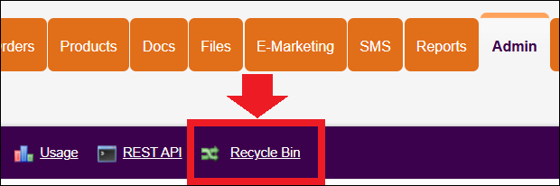 Admin Tab to Recycle Bin on NavBar Jan2026.png