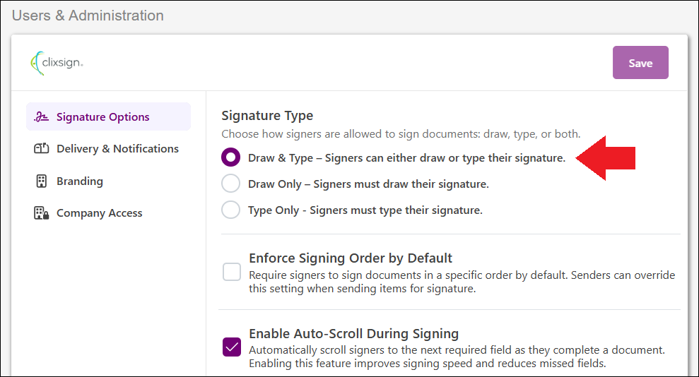 Clixsign Settings - Signature Options Jan2026.png