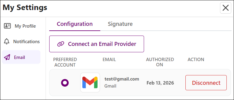 My Settings to Gmail Post Connect View Feb2026.png