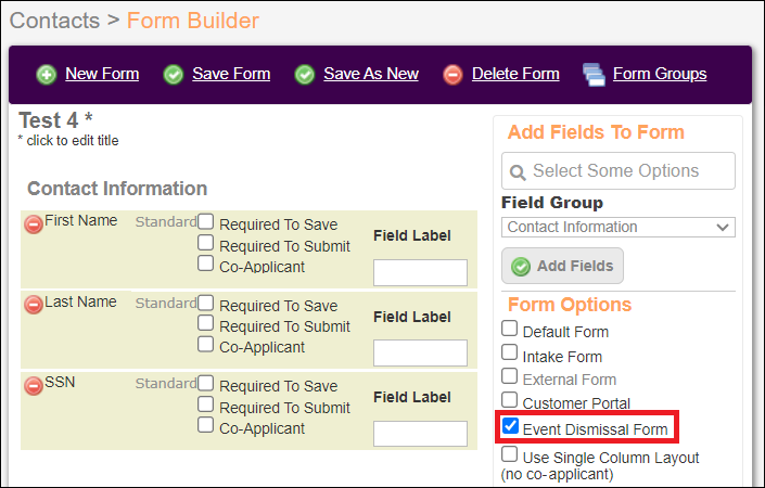Form Builder Editing Fields Event Dismissal Form Selected Mar2026.png