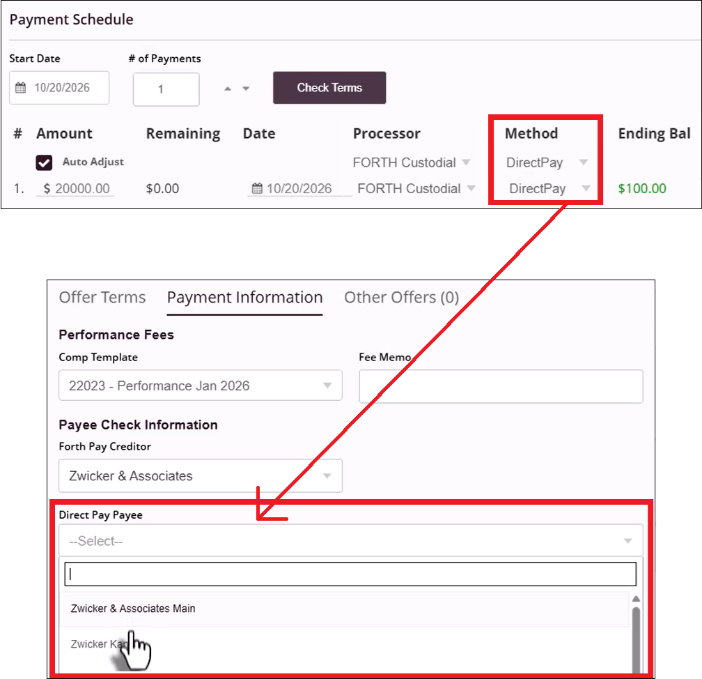 New Settlement Offer Terms View Method to DirecPay 2-Step CredStandardization Mar2026.png
