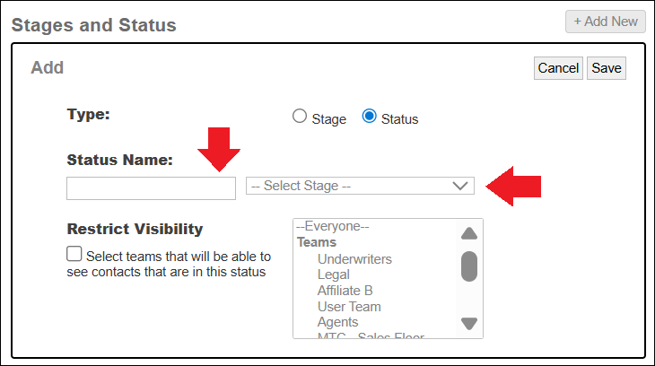 Add New Stage Status with Status Radio Button Selected Mar2026.png