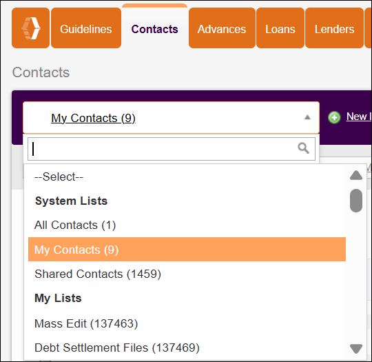 Contacts Tab List Options Dropdown View Mar2026.png