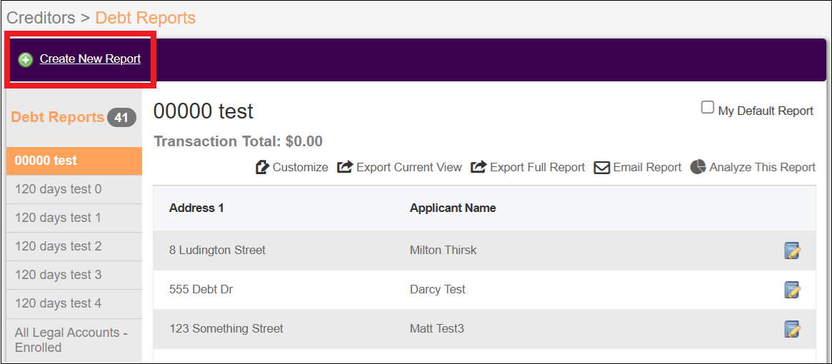 Creditors Tab to Debts Reports Page View May2026.png