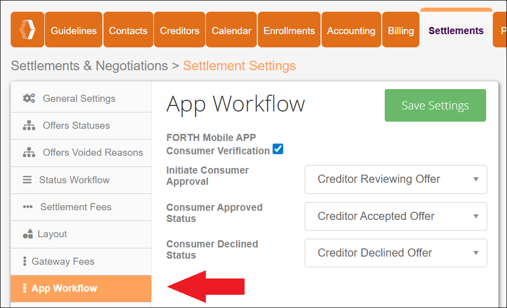 Settlements Tab to Settings to App Workflow Nov2025.png