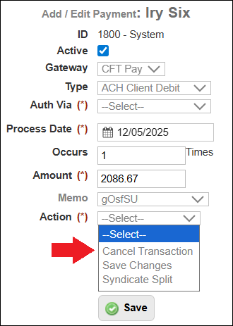 Cancel Enrollment and Not Delete Option on Add Payment Screen for Transactions Jun2026.png