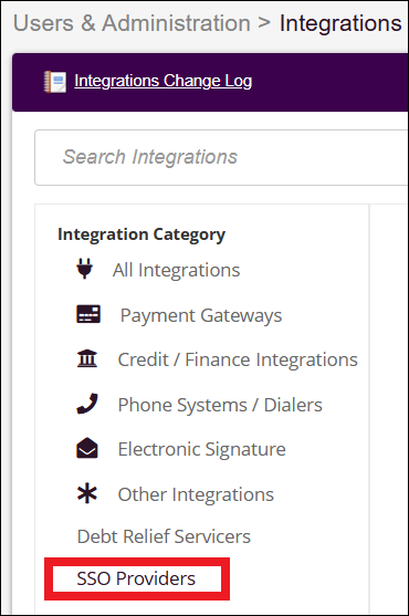 Admin Tab to Integrations to SSO Providers Jun2026.png