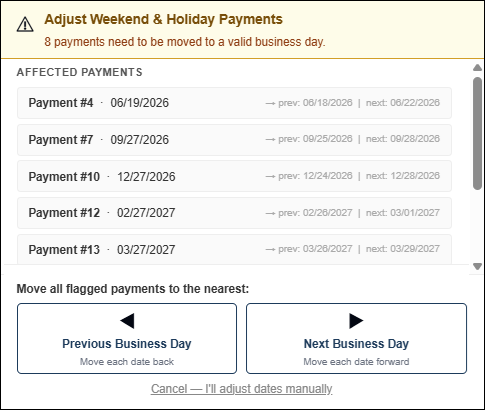 Adjust Payments for Weekends and Holidays View Apr2026.png