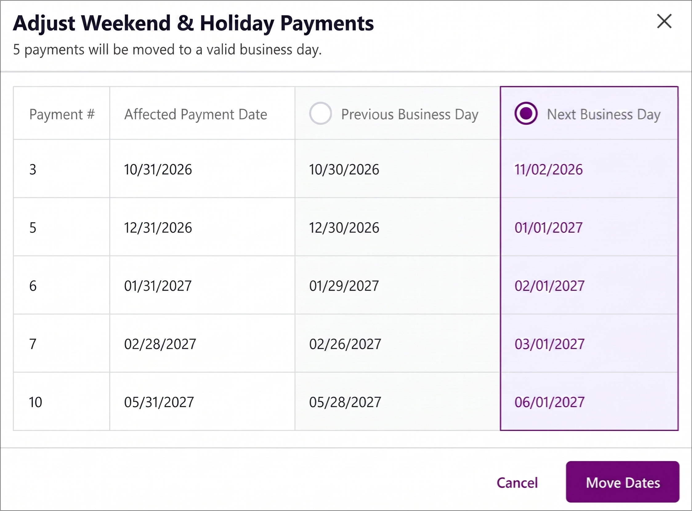Adjust Weekend and Holiday Payment Popup.png